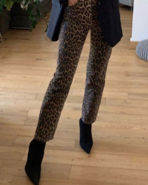 Pantalones de Vestir con Estampado Leopardo